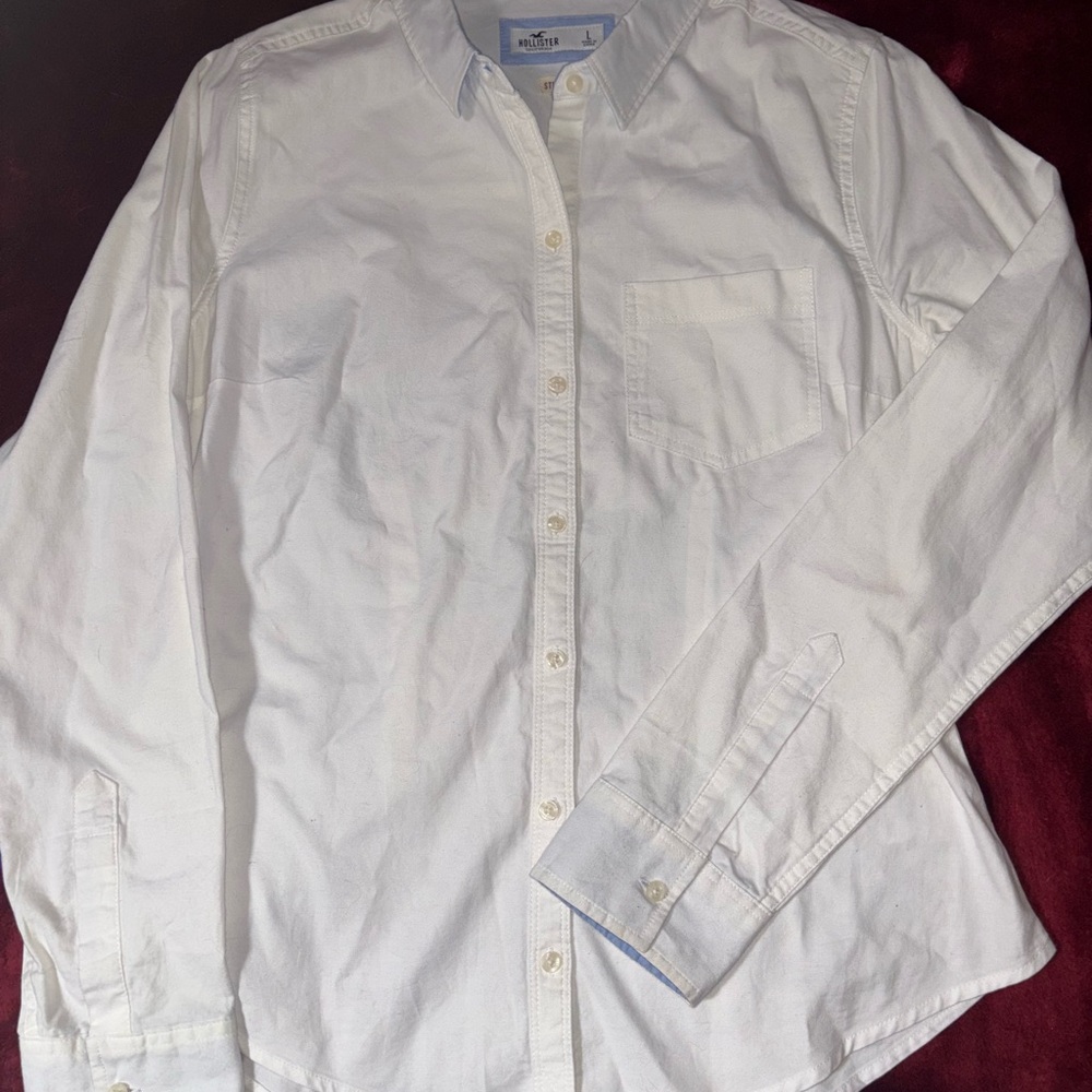 Hollister White Casual Button Down Shirt